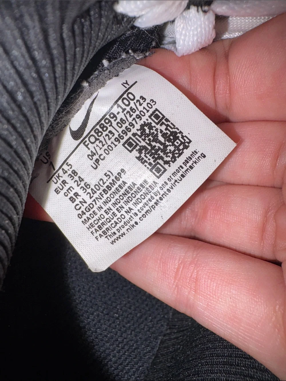 Nike Black and White Athletic Sneakers with QR Tag